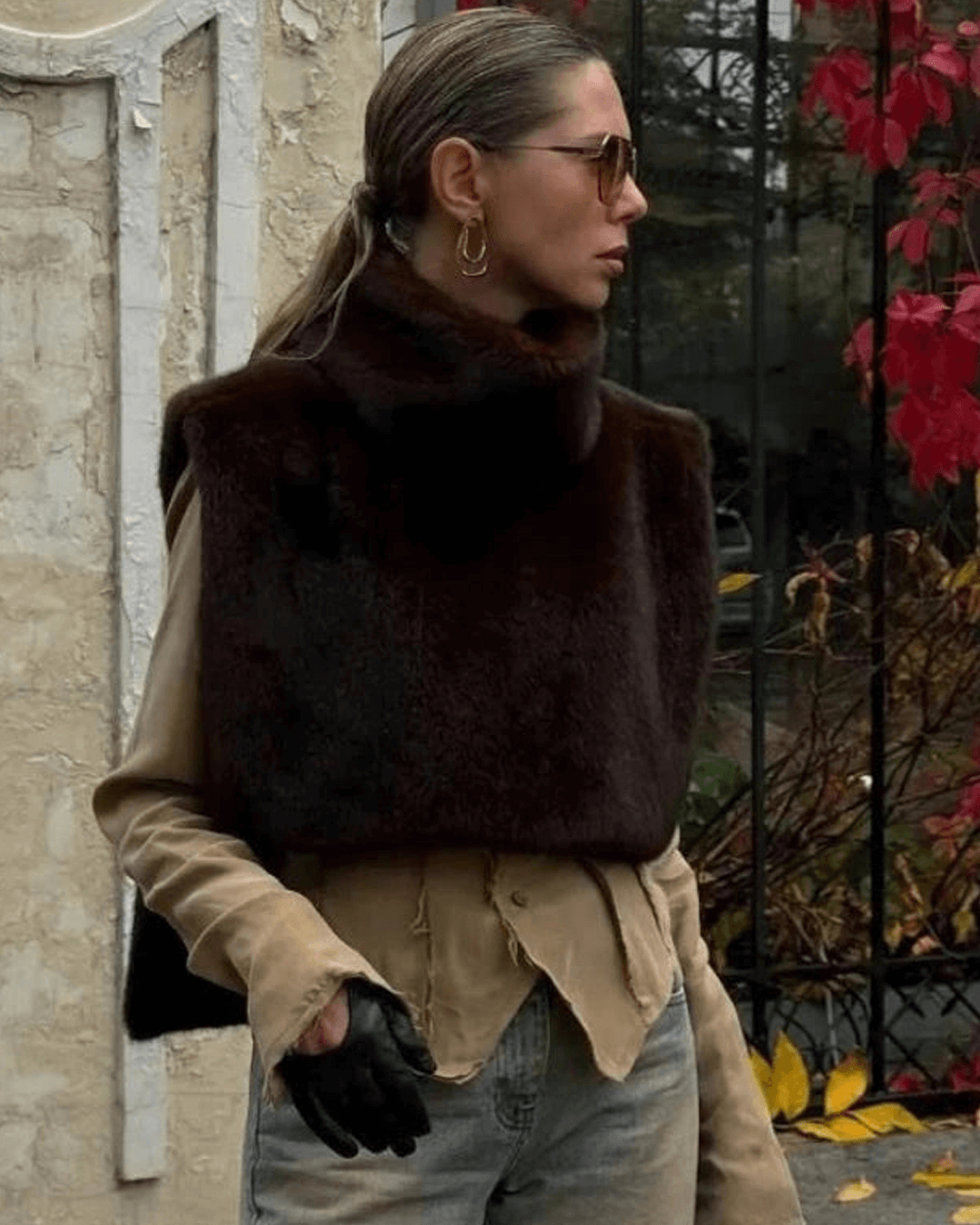 Rina Faux Fur Turtleneck Vest