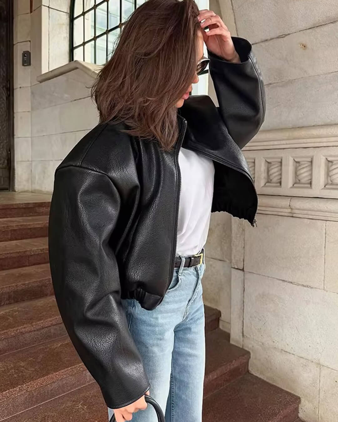 Sylvia Zip Up Leather Jacket