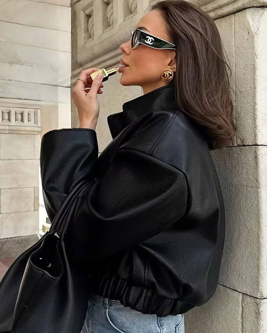 Sylvia Zip Up Leather Jacket