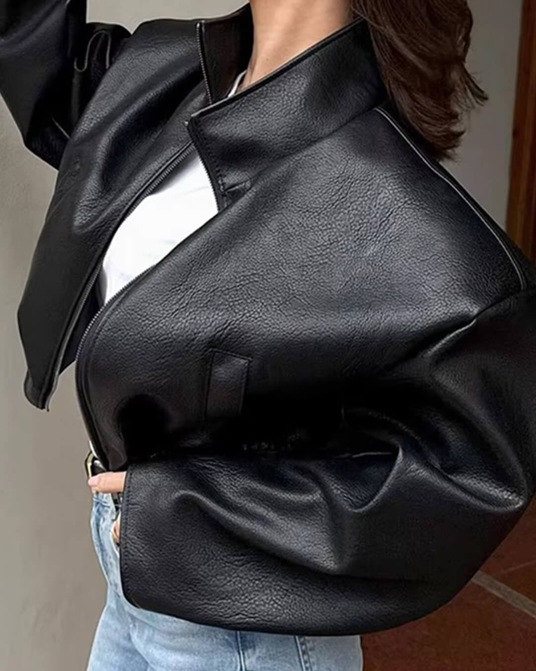 Sylvia Zip Up Leather Jacket