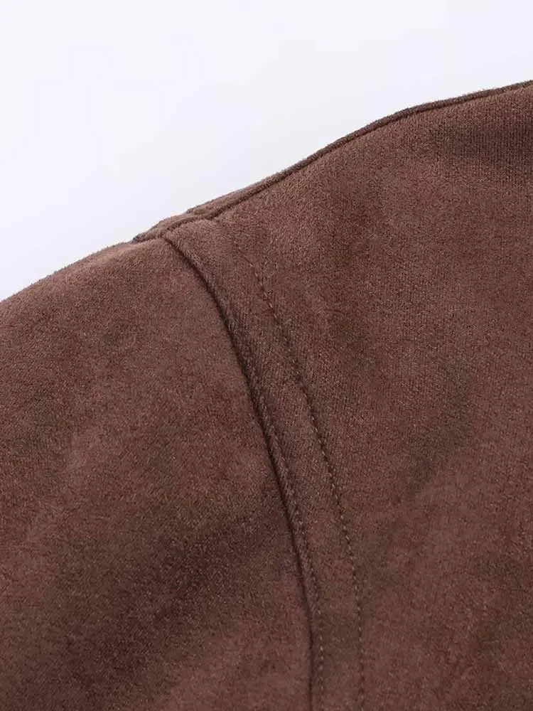 Viona Stand Collar Suede Jacket