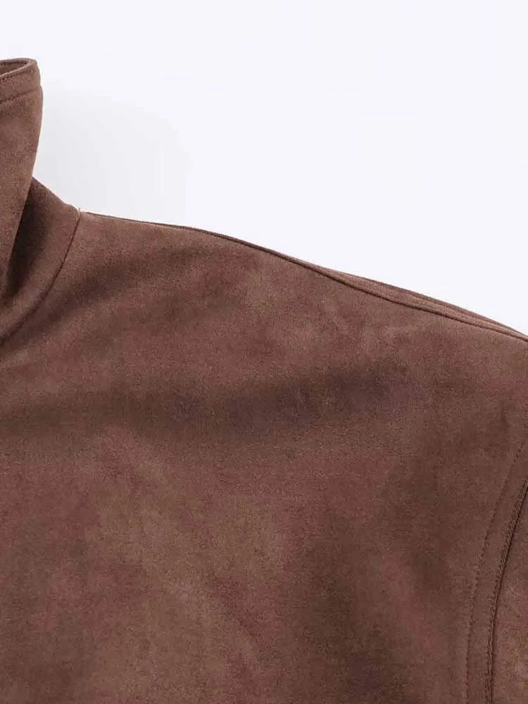 Viona Stand Collar Suede Jacket