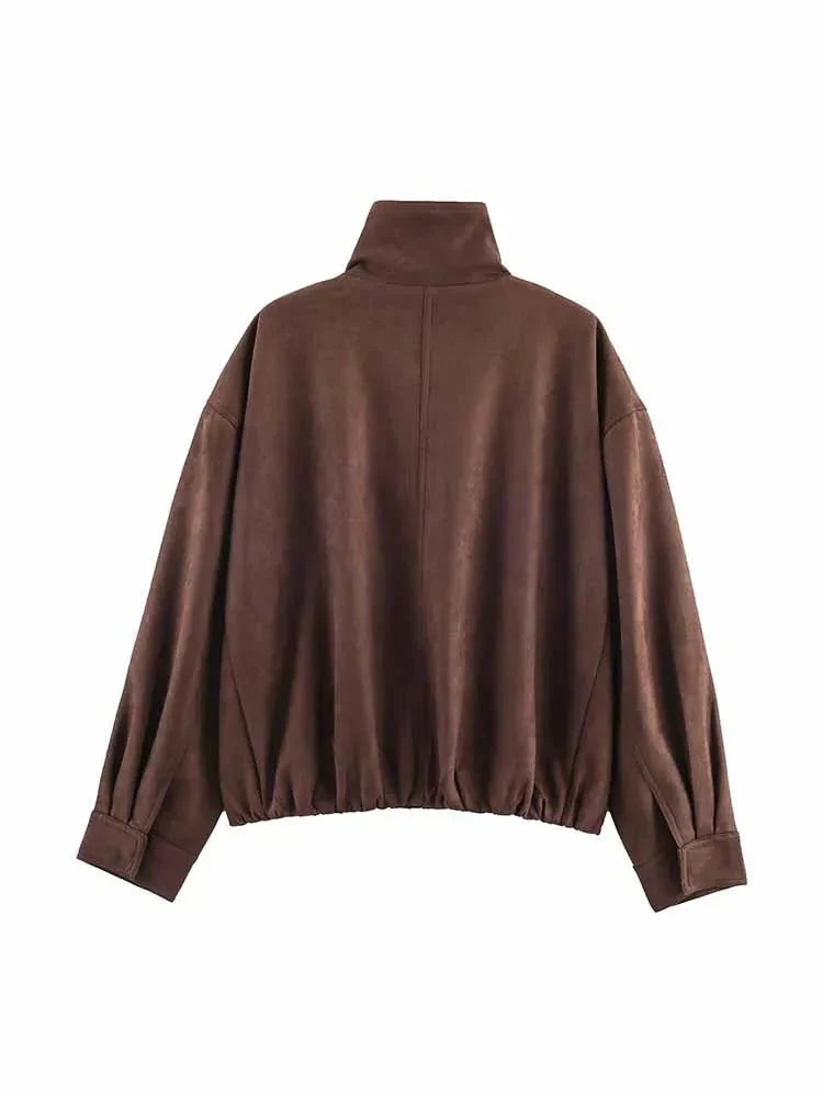 Viona Stand Collar Suede Jacket