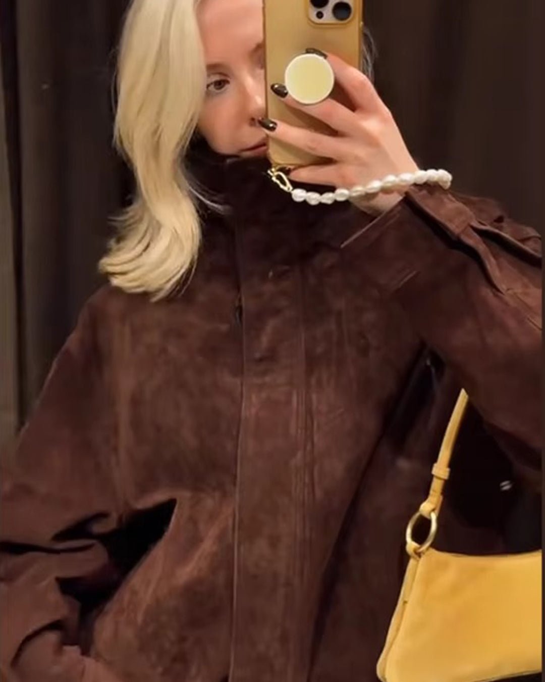 Viona Stand Collar Suede Jacket