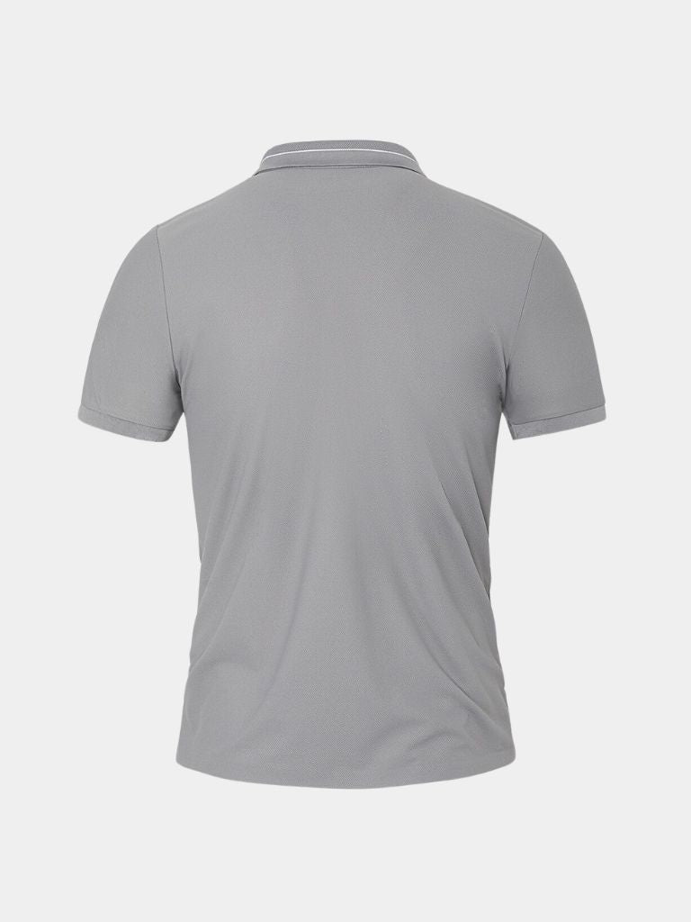 Steel grey Polo from Montaracrest featuring a classic polo collar and the signature cross crown logo on the chest.