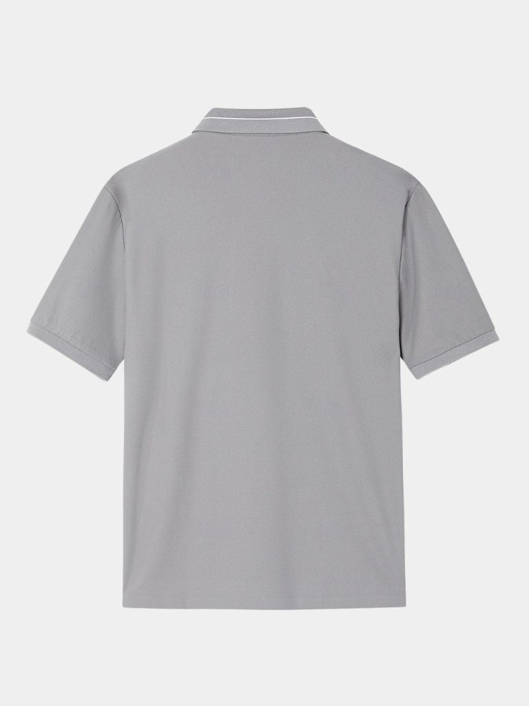 Steel grey Polo Montaracrest with cross crown logo, classic fit, soft fabric, and button placket for a stylish casual look.
