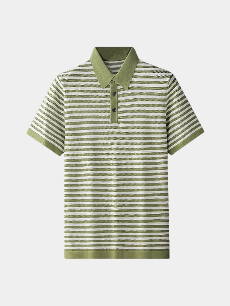 Montaracrest Polo Classica a Strisce with colorful horizontal stripes and a cross crown logo on the chest.
