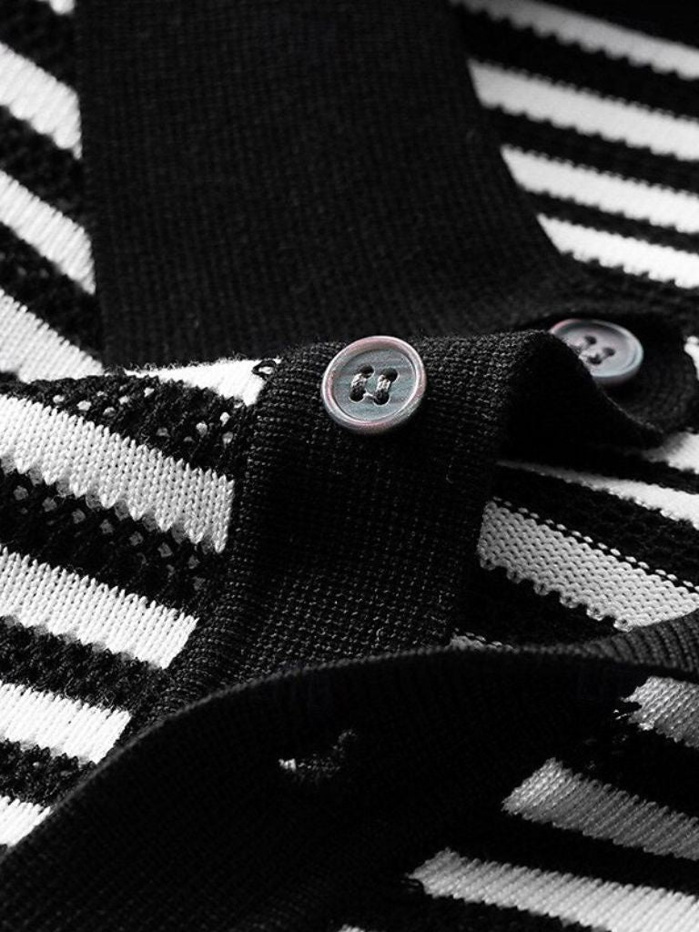 Montaracrest Polo Classica a Strisce with blue and white stripes, classic collar, and embroidered logo on the chest.