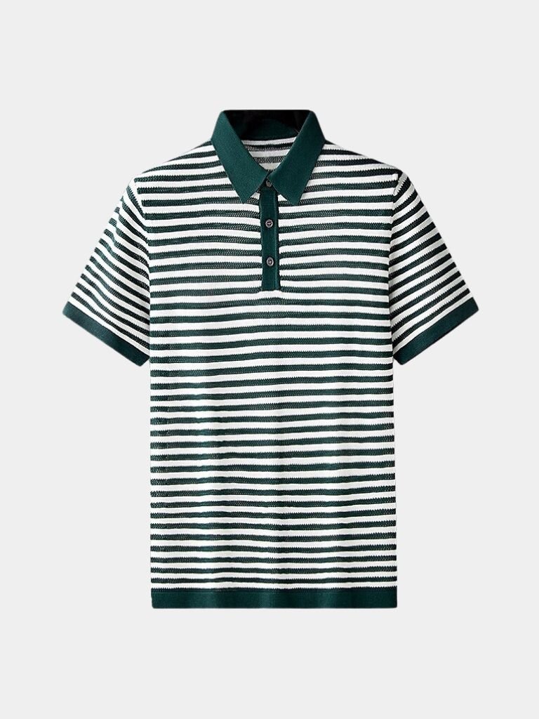 Montaracrest Polo Classica a Strisce with classic striped design, collar, and button placket, perfect for casual or sporty wear.