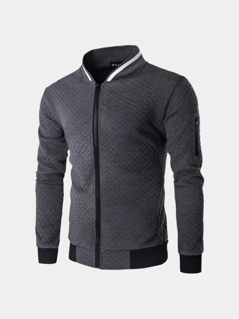 Montaracrest casual textured bomber jacket, structured style with cross crown design, perfect for casual wear.
