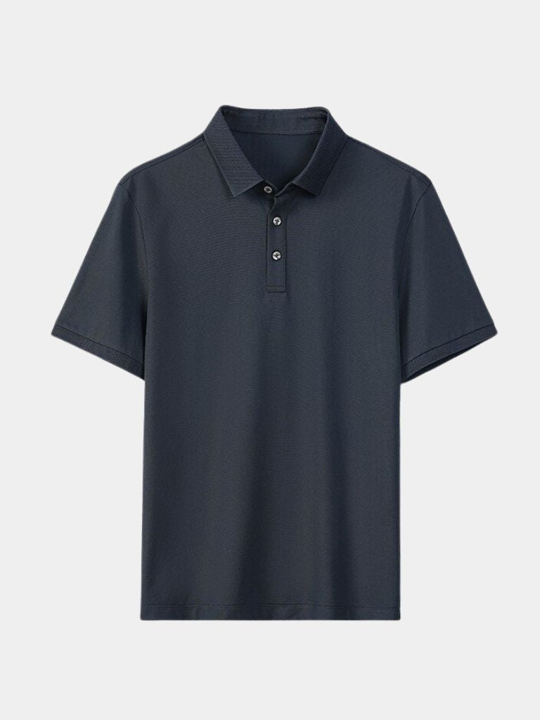 Montaracrest Polo Classica Senza Tempo, a timeless classic polo shirt with a cross crown logo, shown in a close-up image.