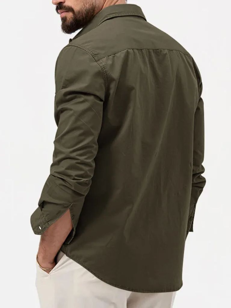 Montaracrest vintage long-sleeve shirt with a cross and crown design, featuring classic style and detailed fabric texture.