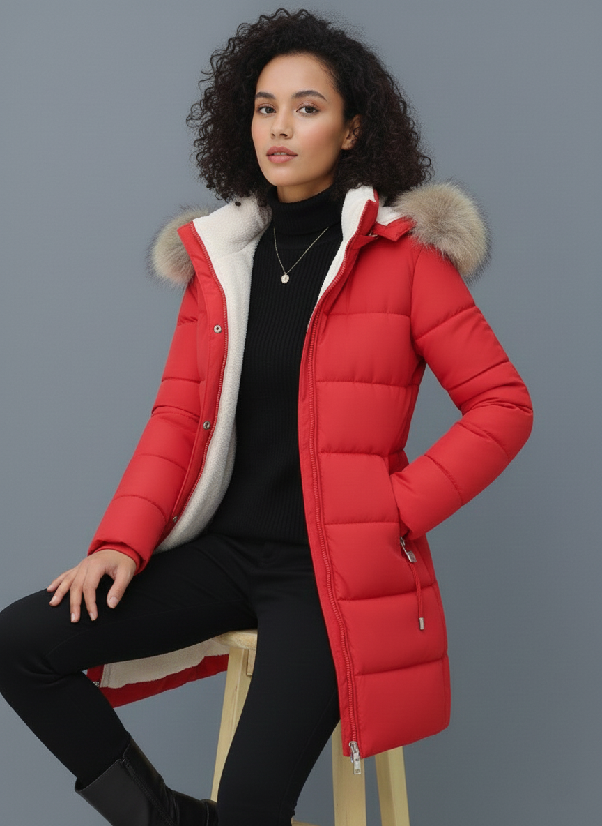 Lydia | Luxe Faux-Fur Hood Longline Puffer Coat
